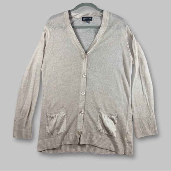 Jones New York Sweaters - Jones New York V-neck Button Down Linen Knit Women's Cardigan Sweater Size XL
